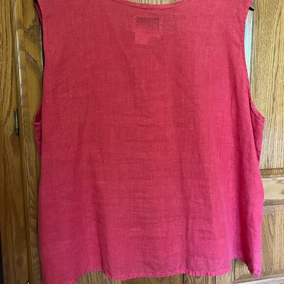 FLAX 100% Linen Watermelon Red Ladies Sleeveless Tank Top - Size L/Large - GUC - Picture 5 of 13